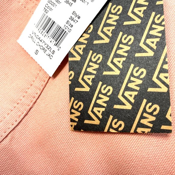 VANS Women's Size VN0A47Y3ZLS Drill Chore Jacket Rose Dawn Cotton Pink Black - Picture 8 of 9